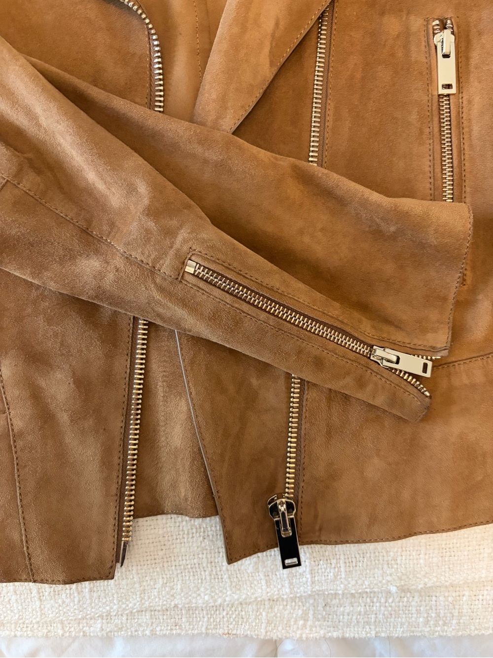 Massimo Dutti Camel Suede Jacket size S with silver hardware - Picture 5 of 7